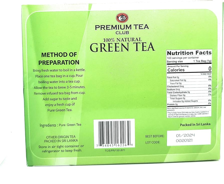 100% natural green tea (100 teabags)