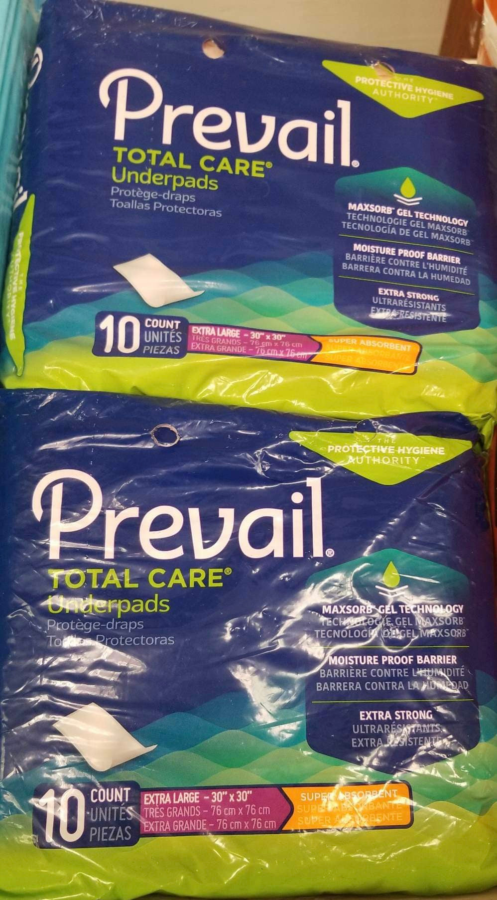 Prevail Adult XL underpads-10 counts